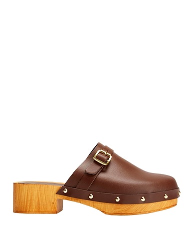 8 by YOOX Mules and clogs EMBELLISHED LEATHER CLOGS
 Brown 100% Calfskin