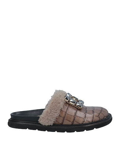 RAS Mules and clogs Taupe Soft Leather, Shearling