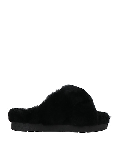 INUIKII Sandals Black Soft Leather, Shearling