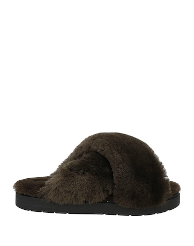 INUIKII Sandals Military green Soft Leather, Shearling