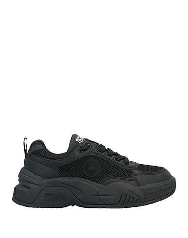 VERSACE JEANS COUTURE Sneakers Black Leather, Textile fibres