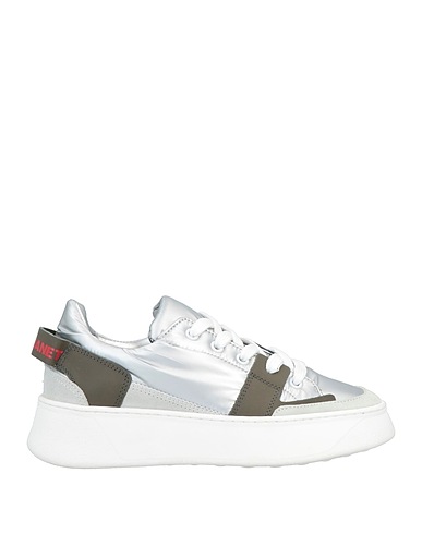 JANET & JANET Sneakers Silver Leather, Textile fibres