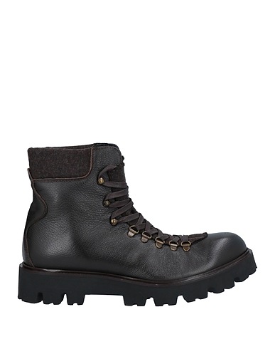 BALDININI Ankle boot Dark brown Soft Leather, Textile fibers