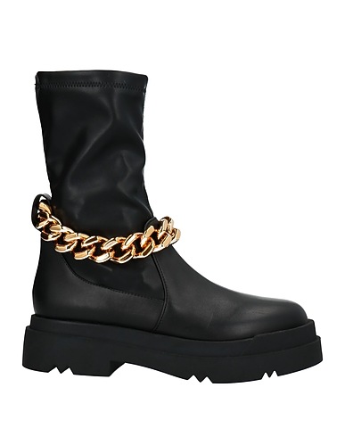 LIU •JO Ankle boot Black Calfskin, Textile fibres