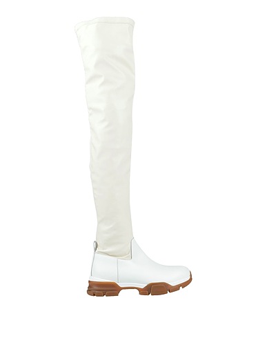 ERIKA CAVALLINI Boots White Soft Leather, Textile fibres