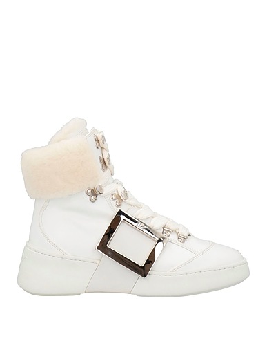 ROGER VIVIER Sneakers White Soft Leather, Lamb fur