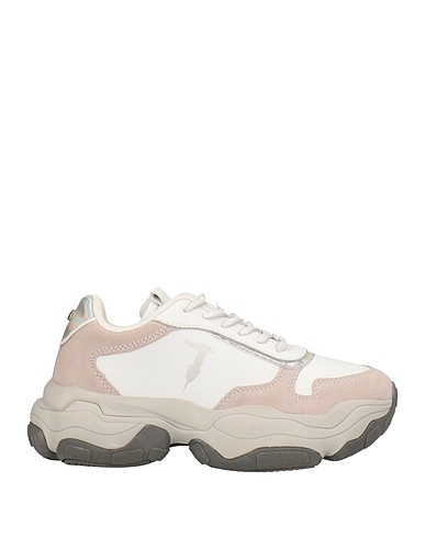 TRUSSARDI Sneakers White Soft Leather, Textile fibres