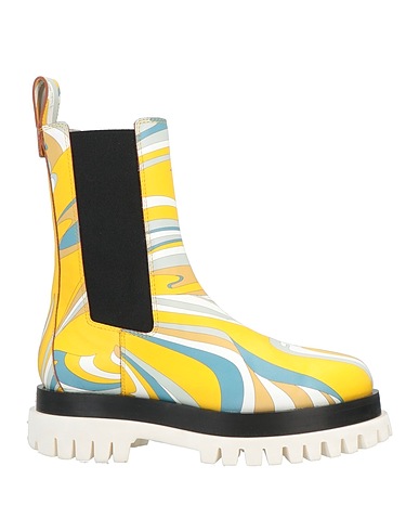 PUCCI Ankle boot Yellow Soft Leather, Textile fibres