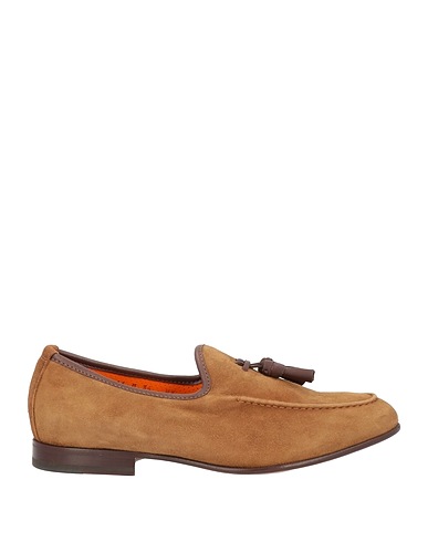 SANTONI Loafers Camel Leather