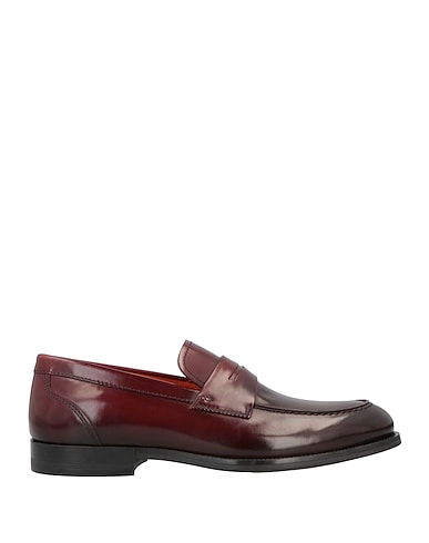 SANTONI Loafers Burgundy Soft Leather
