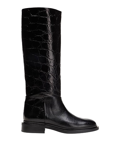 8 by YOOX Boots LEATHER ROUND-TOE HIGH BOOT Black 100% Calfskin