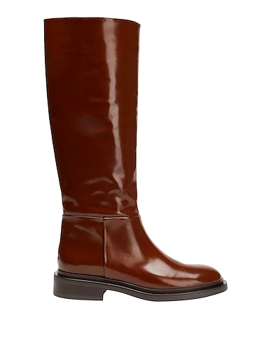 8 by YOOX Boots LEATHER ROUND-TOE HIGH BOOT Brown 100% Calfskin