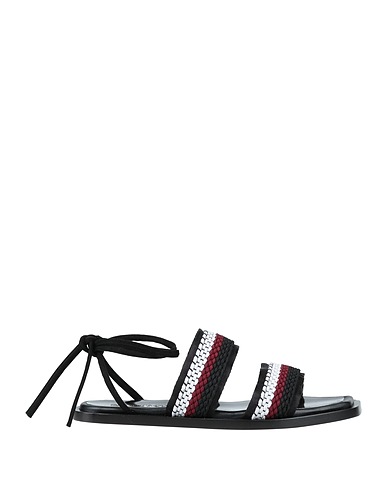 SPORTMAX Sandals Black Soft Leather, Textile fibers