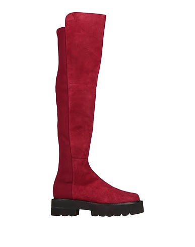 STUART WEITZMAN Boots Burgundy Leather, Textile fibers