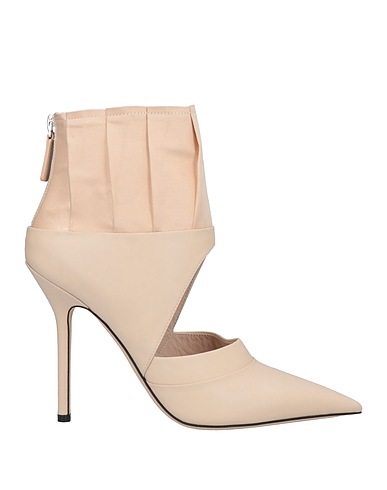 BECKI COAKLEY Stivaletti Beige Pelle, Fibre tessili