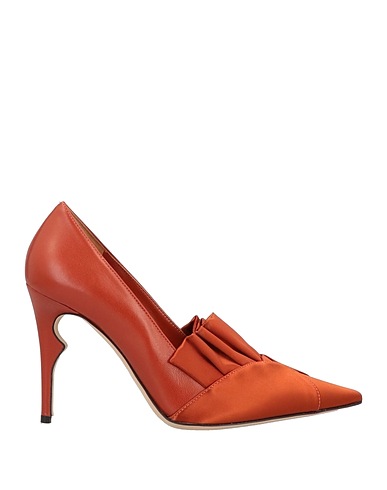 BECKI COAKLEY Loafers Orange Textile fibres, Soft Leather