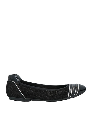 HOGAN Ballet flats Black Soft Leather, Textile fibers