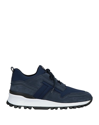 TOD'S Sneakers Navy blue Soft Leather, Textile fibres