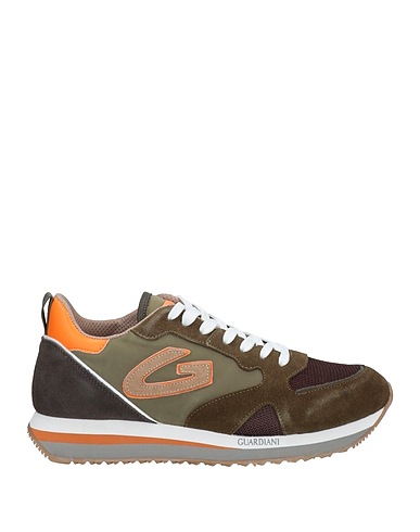 ALBERTO GUARDIANI Sneakers Verde militare Pelle, Fibre tessili