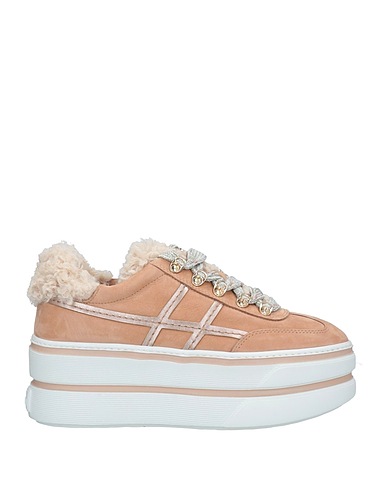HOGAN Sneakers Beige Soft Leather, Textile fibres