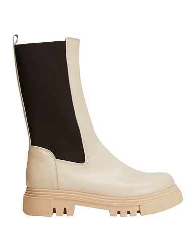 8 by YOOX Boots LEATHER-NYLON HIGH ANKLE BOOT
 Ivory 100% Calfskin