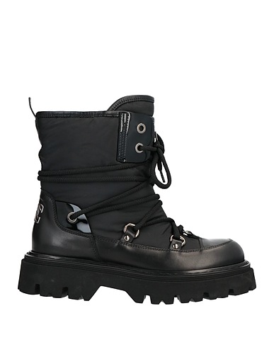 CASADEI Ankle boot Black Leather, Textile fibers