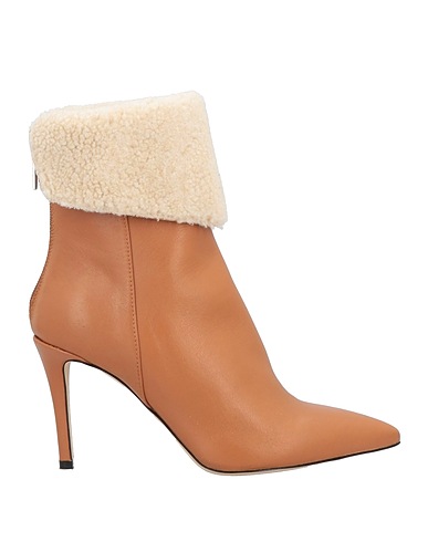 MANILA GRACE Ankle boot Tan Soft Leather, Textile fibers
