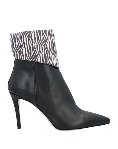 MANILA GRACE Ankle boot Black Soft Leather, Textile fibers