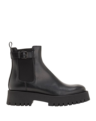 8 by YOOX Ankle boot LEATHER ANKLE CHELSEA BOOTS WITH BUCKLE DETAIL
 Black 100% Calfskin
