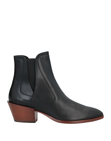 TOD'S Ankle boot Black Calfskin, Elastic fibres