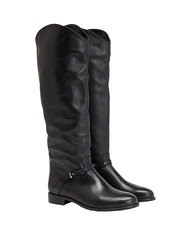 LEONARDO PRINCIPI ブーツ LEATHER BUCKLE TALL BOOTS ブラック 牛革（カーフ） 100%