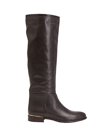 LEONARDO PRINCIPI Boots LEATHER TALL BOOTS WITH EMBELLISHMENT
 Dark brown 100% Calfskin