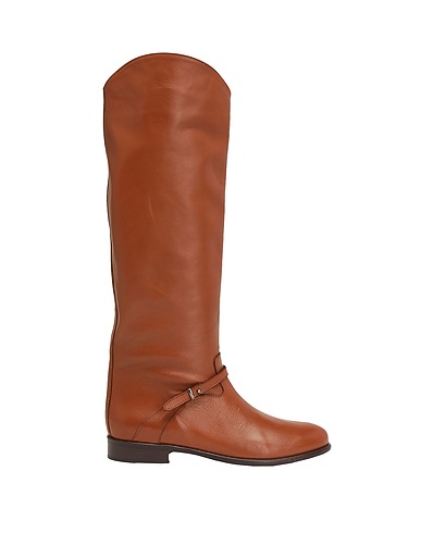 LEONARDO PRINCIPI Boots LEATHER BUCKLE TALL BOOTS
 Tan 100% Calfskin