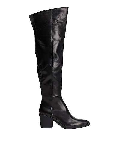 8 by YOOX ブーツ LEATHER WESTERN OVER-THE-KNEE BOOTS
 ブラック 牛革（カーフ） 100%