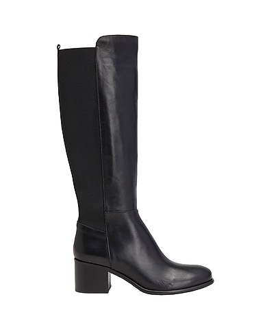 LEONARDO PRINCIPI Boots LEATHER STRETCH TALL BOOTS Black 100% Calfskin