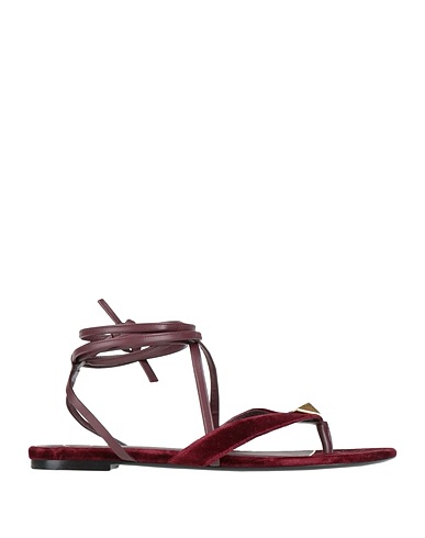 VALENTINO GARAVANI Flip flops Plum Textile fibres, Leather