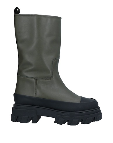 GANNI Boots Military green Soft Leather