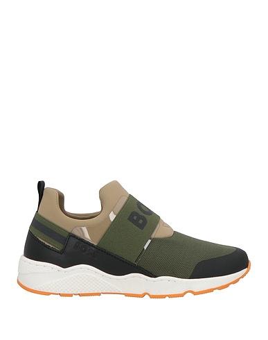 BOSS Sneakers Military green Soft Leather, Textile fibres