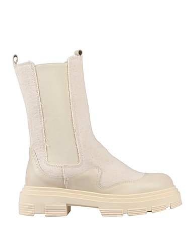 GENEVE Ankle boot Beige Calfskin, Textile fibres