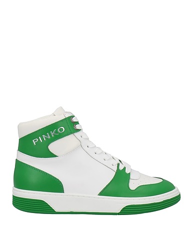 PINKO Sneakers Green Calfskin, Textile fibers