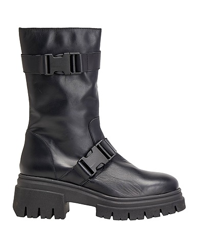 8 by YOOX Stiefelette LEATHER BUCKLE BIKER BOOTS
 Schwarz Kalbsleder