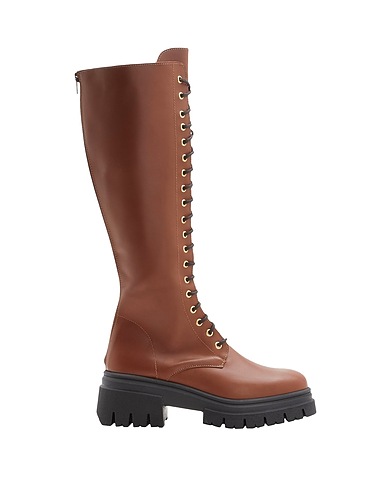 8 by YOOX Boots LEATHER LACE-UP TALL BOOTS
 Tan Calfskin