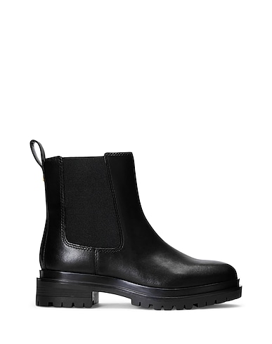 LAUREN RALPH LAUREN Ankle boot CORINNE BURNISHED LEATHER BOOTIE
 Black 90% Bovine leather, 10% Polyester