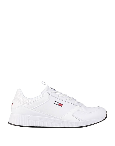 TOMMY JEANS Sneakers Weiß Leder, Gewebefasern
