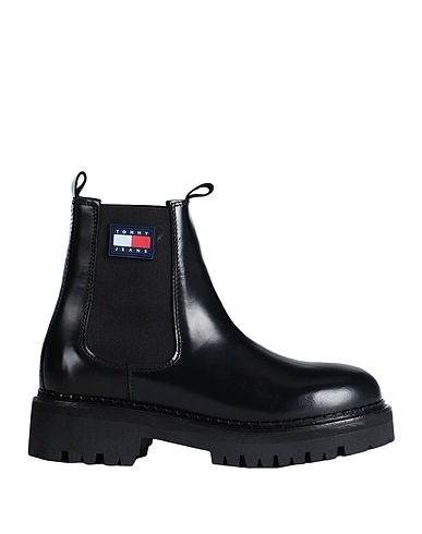 TOMMY JEANS Stiefelette Schwarz Leder