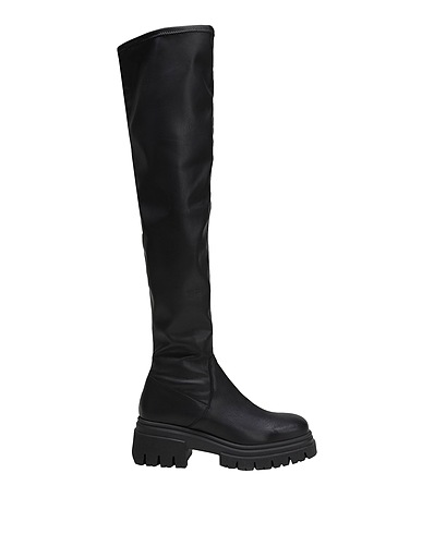 8 By YOOX STRETCH OVER-THE-KNEE LUG SOLE BOOTS | Black Women‘s Boots | YOOX