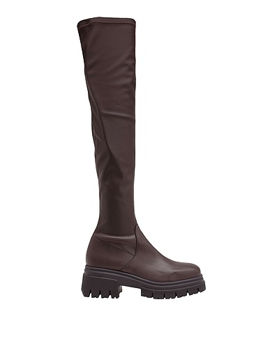 8 by YOOX Stivali STRETCH OVER-THE-KNEE LUG SOLE BOOTS Testa di moro 100% Poliuretano