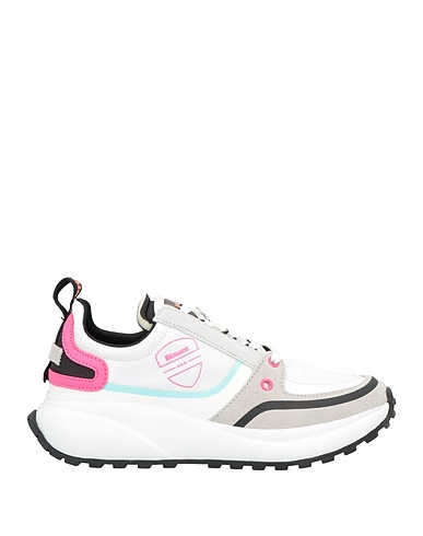 BLAUER. Sneakers White Soft Leather, Textile fibers