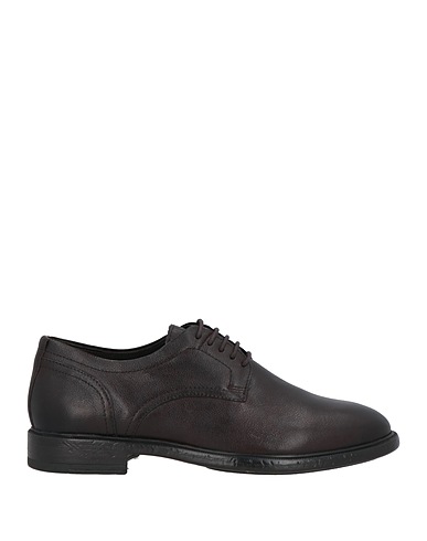 GEOX Laced shoes Dark brown Soft Leather