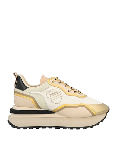 BLAUER. Sneakers Beige Soft Leather, Textile fibers